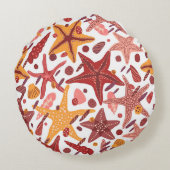 ヒトデの貝殻：スカンジナビアの海模様 ラウンドクッション (裏面)