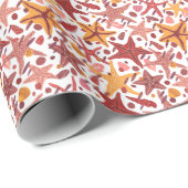 ヒトデの貝殻:スカンジナビアの海模様 ラッピングペーパー (ロールコーナー)