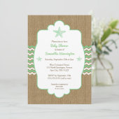 ヒトデの赤ちゃんシャワー招待状シーグリーンラップ 招待状 (スタンド正面)