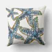 ヒトデの青いラインストーンはアクセサリーを主演します クッション (裏面)