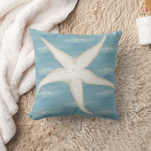 ヒトデの青い海の枕 クッション (ブランケット)