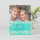 ヒトデの青緑の白い結婚式 招待状 (スタンド正面)