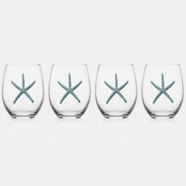 ヒトデの青 ステムなしワイングラス