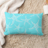 ヒトデはターコイズおよび白で模造します ランバークッション (ブランケット)
