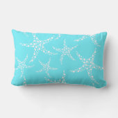 ヒトデはターコイズおよび白で模造します ランバークッション (裏面)