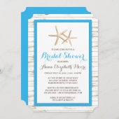 ヒトデは木製のビーチのブライダルシャワーに水漆喰を塗りました 招待状 (正面/裏面)