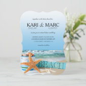 ヒトデは熱帯夏の結婚式を浜に引き上げます 招待状 (スタンド正面)