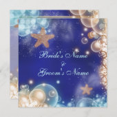 ヒトデは青い珊瑚の結婚式を浜に引き上げます 招待状 (正面/裏面)