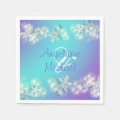 ヒトデは青い紫の白いカップルの名前をバブル スタンダードカクテルナプキン (正面)