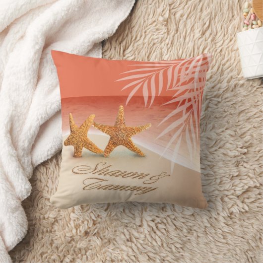 ヒトデは頼みますあなたの名前を砂に置いてもらうためにつなぎます クッション (ブランケット)