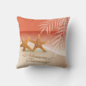 ヒトデは頼みますあなたの名前を砂に置いてもらうためにつなぎます クッション (裏面)