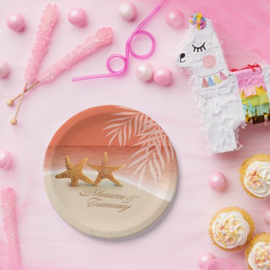 ヒトデは頼みますあなたの名前を砂に置いてもらうためにつなぎます ペーパープレート (パーティー)