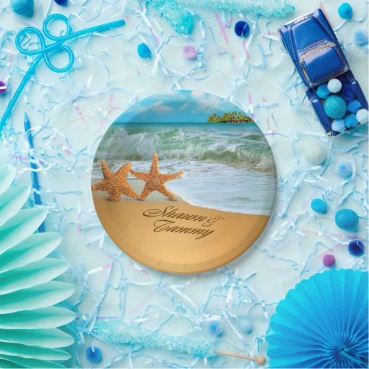 ヒトデは頼みますあなたの名前を砂に置いてもらうためにつなぎます ペーパープレート (パーティー)