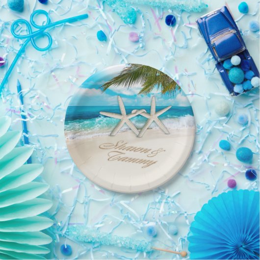 ヒトデは頼みますあなたの名前を砂に置いてもらうためにつなぎます ペーパープレート (パーティー)