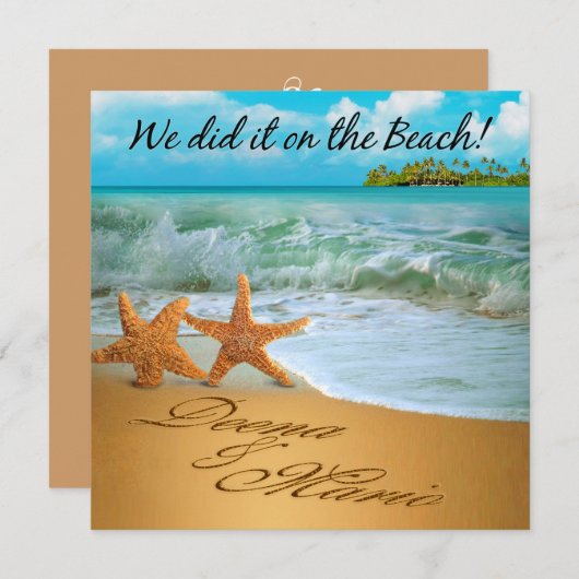 ヒトデは頼みますあなたの名前を砂に置いてもらうためにつなぎます 招待状 (正面/裏面)