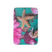 ヒトデを持つピンクの演壇そしてタツノオトシゴ バスマット (正面縦)