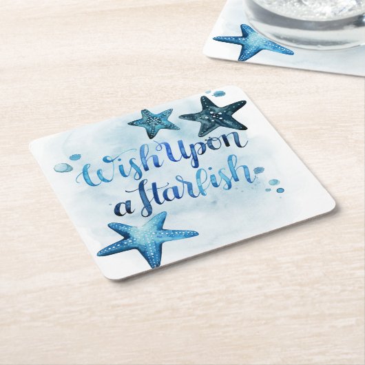 ヒトデを願う スクエアペーパーコースター (アングル)