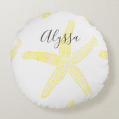ヒトデイエローグレービーチネーム文字テンプレート ラウンドクッション (裏面)
