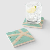 ヒトデエレガント海ビーチティール（緑がかった色）クリーム ストーンコースター (横)