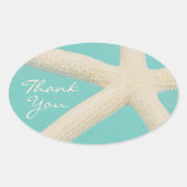 ヒトデエレガント海ビーチティール(緑がかった色)クリーム 楕円形シール (正面)