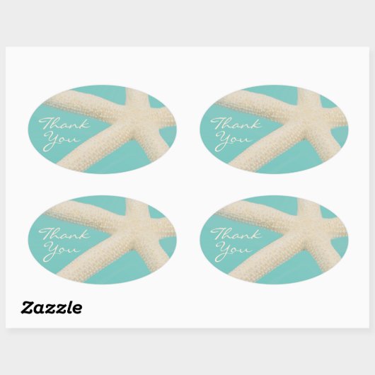 ヒトデエレガント海ビーチティール（緑がかった色）クリーム 楕円形シール (シート)