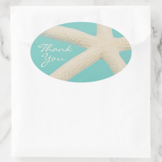 ヒトデエレガント海ビーチティール(緑がかった色)クリーム 楕円形シール (バッグ)