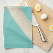 ヒトデエレガント海モダンビーチティール(緑がかった色)クリーム キッチンタオル (四つ折り)