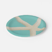 ヒトデエレガント海モダンビーチティール（緑がかった色）クリーム ペーパープレート (アングル)