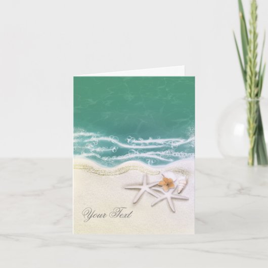 ヒトデオンザビーチティール（緑がかった色）海水ありがとう サンキューカード (正面)