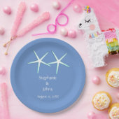 ヒトデカワイトカップルコーンフラワーブルーウェディング2021 ペーパープレート (パーティー)