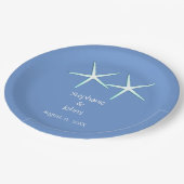 ヒトデカワイトカップルコーンフラワーブルーウェディング2021 ペーパープレート (アングル)