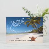 ヒトデクビーチ付暖かい晴れのクリスマスカード シーズンカード (スタンド正面)