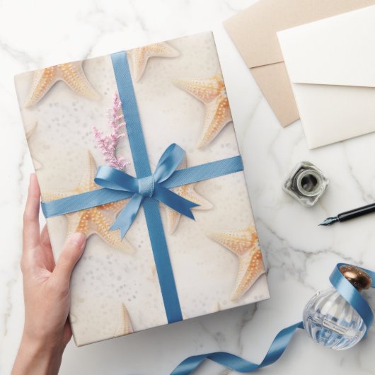 ヒトデクリームサンドアイボリービーチウェディング ラッピングペーパー (ギフト)