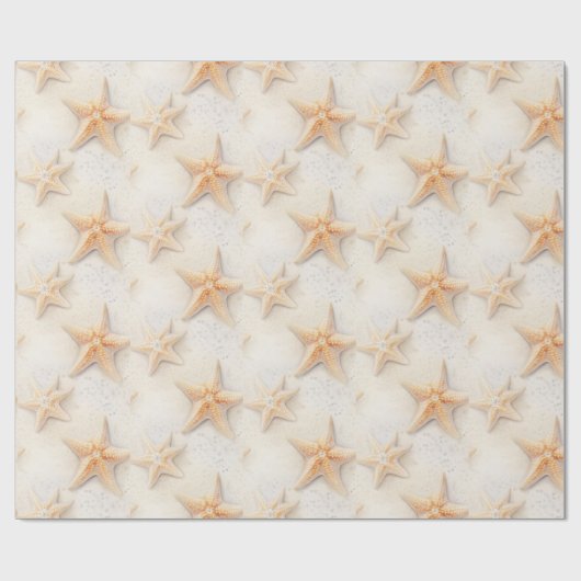 ヒトデクリームサンドアイボリービーチウェディング ラッピングペーパー (フラット)