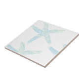 ヒトデコースタルビーチティール（緑がかった色）ブルーホワイトアクアギフト タイル (側面)