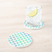 ヒトデコースタルビーチ数々のカラーティール(緑がかった色)ホワイトカワイト コースター (側面)