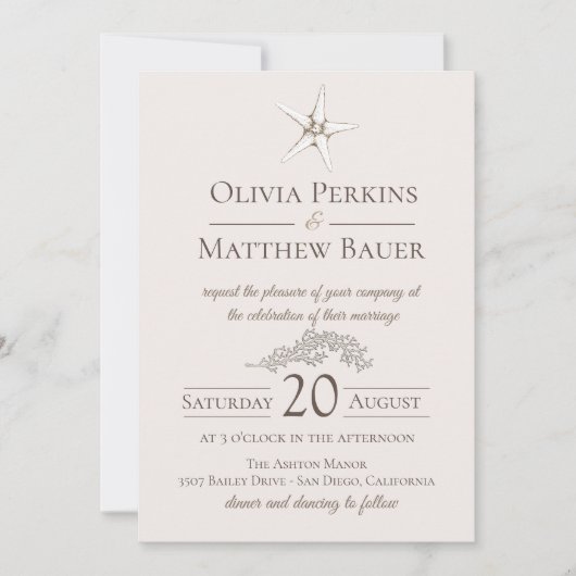 ヒトデサンゴビーチ結婚式招待状 招待状 (正面)