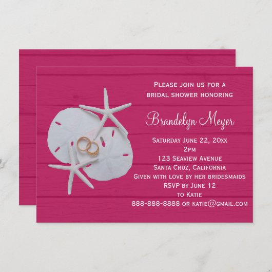 ヒトデサンドドルブライダルシャワー招待状 招待状 (正面/裏面)