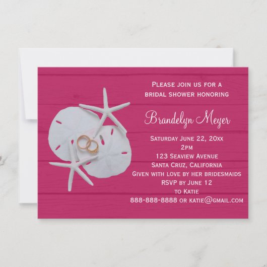 ヒトデサンドドルブライダルシャワー招待状 招待状 (正面)