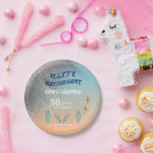 ヒトデシーシェルズシルバーグリッターハッピーリタイアメント ペーパープレート (パーティー)