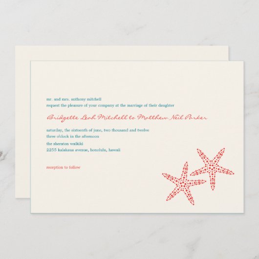 ヒトデスタイリッシュ結婚式招待状 招待状 (正面/裏面)