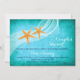 ヒトデターコイズビーチ結婚式カップルのシャワー 招待状