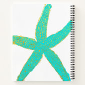 ヒトデティール(緑がかった色)ブルーゴールドフォイルモノグラムのイニシャル ノートブック (裏面)