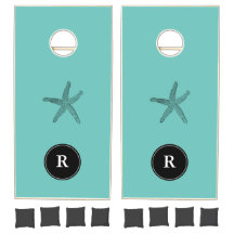 ヒトデティール（緑がかった色）ブルービーチモノグラムイニシャルトレンディー