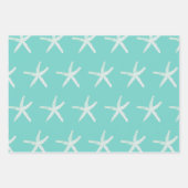 ヒトデパターンズパープルピンクティール(緑がかった色)ブルー航海の ラッピングペーパーシート (正面3)