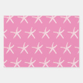 ヒトデパターンズパープルピンクティール(緑がかった色)ブルー航海の ラッピングペーパーシート (正面2)