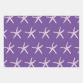 ヒトデパターンズパープルピンクティール(緑がかった色)ブルー航海の ラッピングペーパーシート (正面)