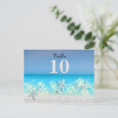 ヒトデパラダイスブルーの熱帯水域テーブル番号 ポストカード (スタンド正面)