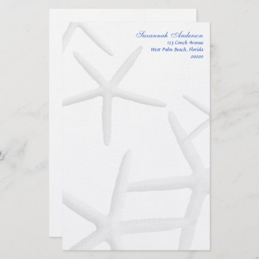 ヒトデパーソナライズされたビーチテーマ筆記用紙 便箋 (正面/裏面)