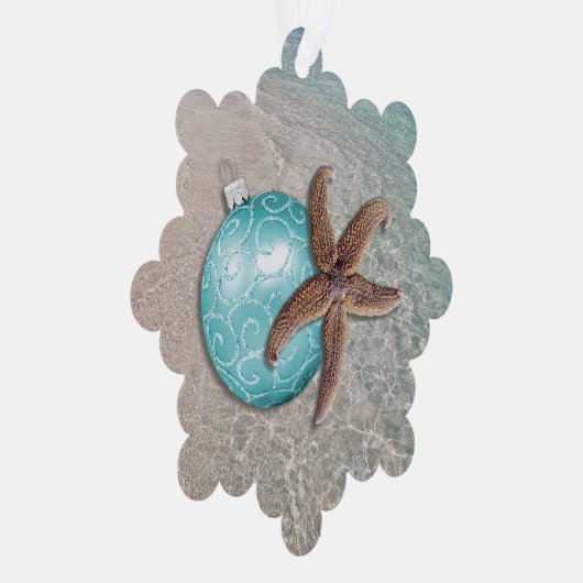 ヒトデビーチクリスマスオーナメントカード オーナメントカード (右)